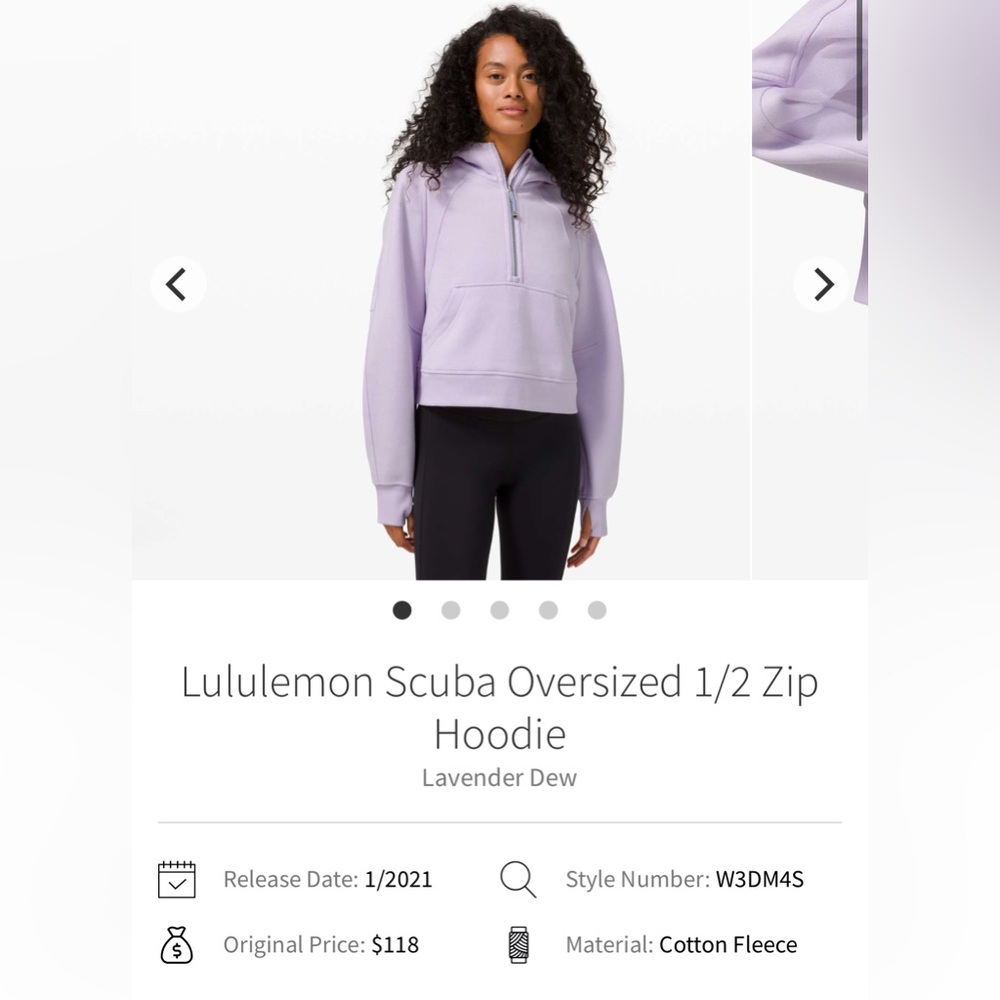 NWOT Lululemon 1/2 Zip Scuba M/L Lavender Dew
